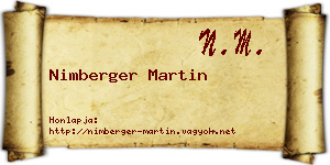 Nimberger Martin névjegykártya